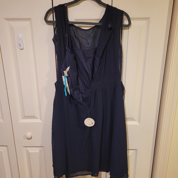 Yumi Chiffon Dropped Sleeve Navy Blue Cocktail Dress Size 8/10 - Picture 11 of 12